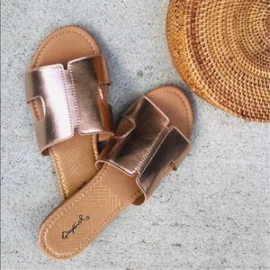Rose gold slide sandals